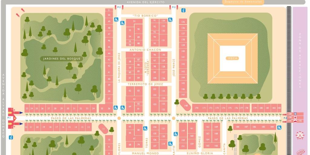Mapa y plano de la Feria de Jerez 2019 Las casetas, una a una